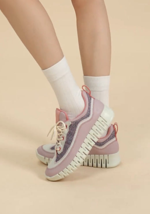 Pink stitching curve spring sole casual shoes