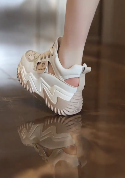 White breathable shoes with high soles