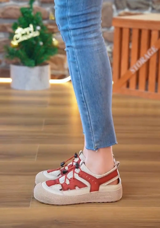 Elastic buckle shoelace splicing casual shoes