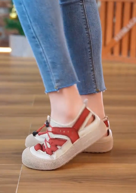 Elastic buckle shoelace splicing casual shoes