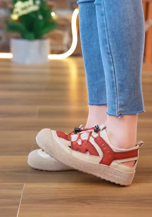 Elastic buckle shoelace splicing casual shoes