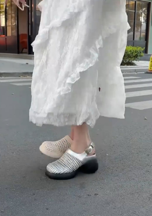 Semi-wrapped breathable mesh sandals