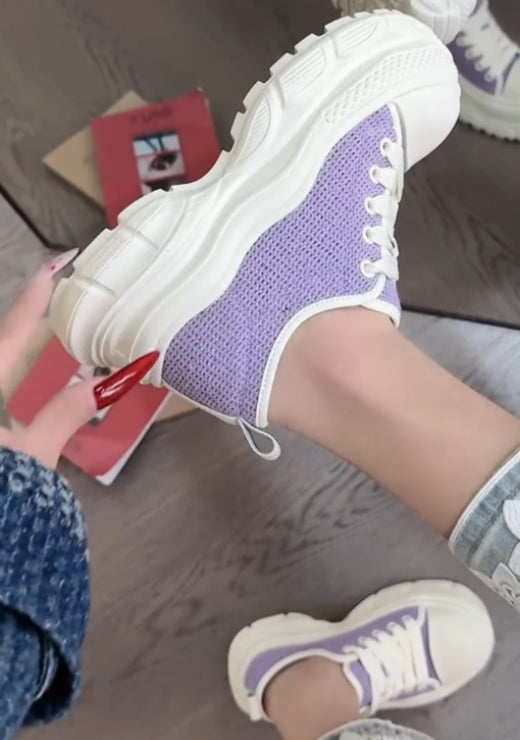 Solid color heightening woven canvas casual shoes