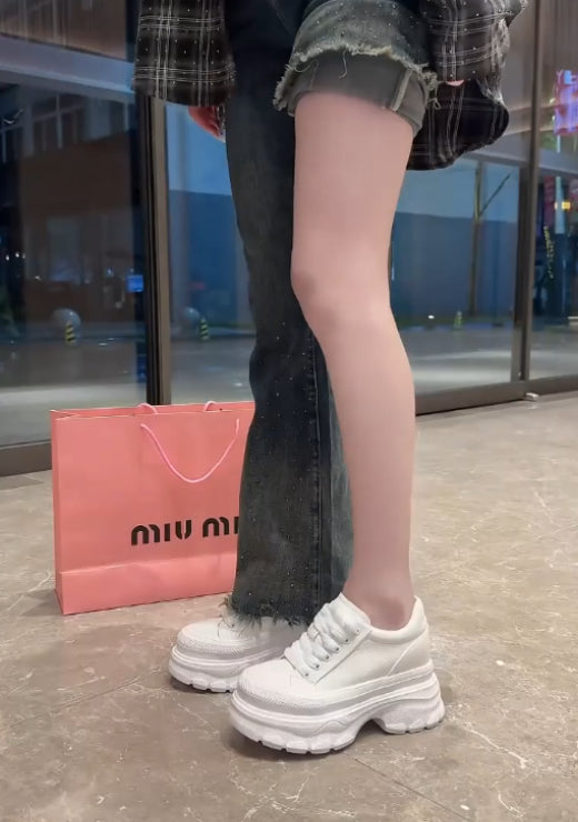 Bow-shaped heightening solid color casual shoes