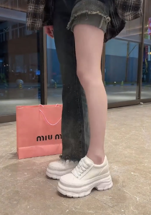 Bow-shaped heightening solid color casual shoes