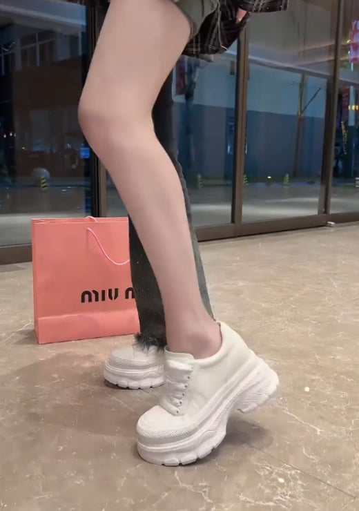 Bow-shaped heightening solid color casual shoes