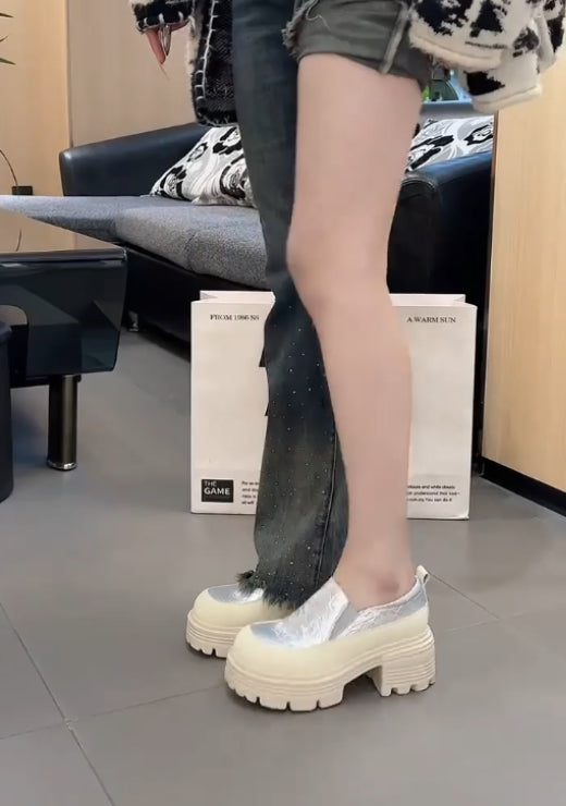 Classic high-heeled leisure loafers