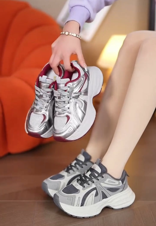 Grey sports casual running shoes
