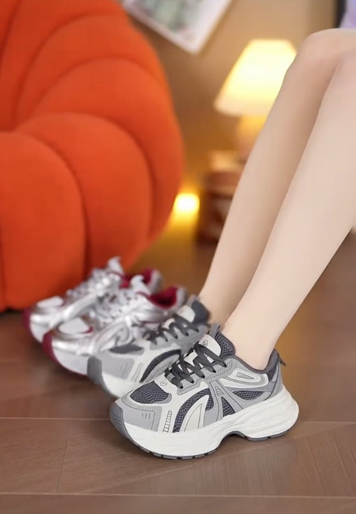 Grey sports casual running shoes