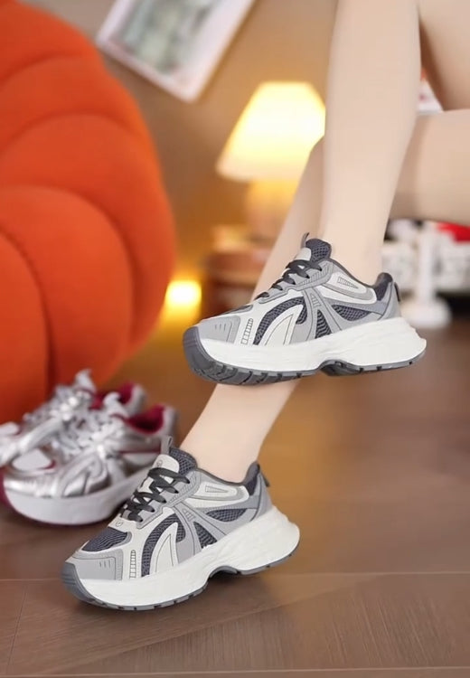 Grey sports casual running shoes