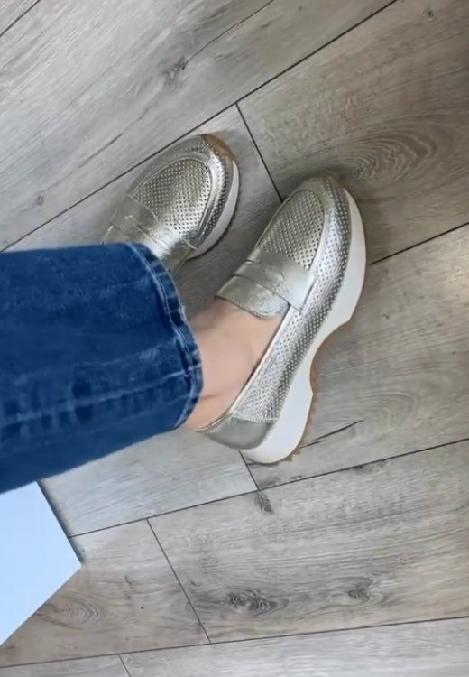 Silver breathable arch support casual shoes