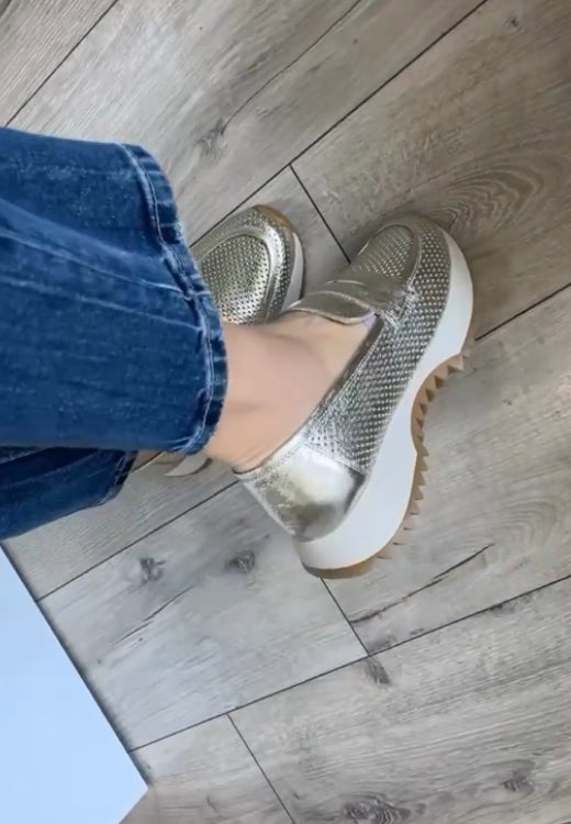 Silver breathable arch support casual shoes