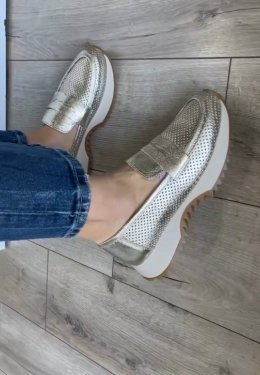 Silver breathable arch support casual shoes