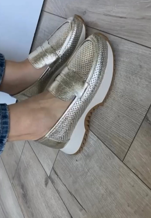 Silver breathable arch support casual shoes
