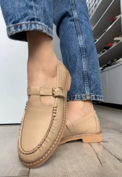 Khaki casual single jump buckle with casual shoes