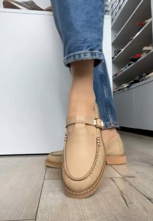 Khaki casual single jump buckle with casual shoes