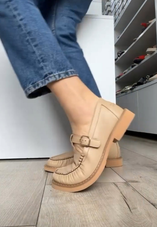 Khaki casual single jump buckle with casual shoes