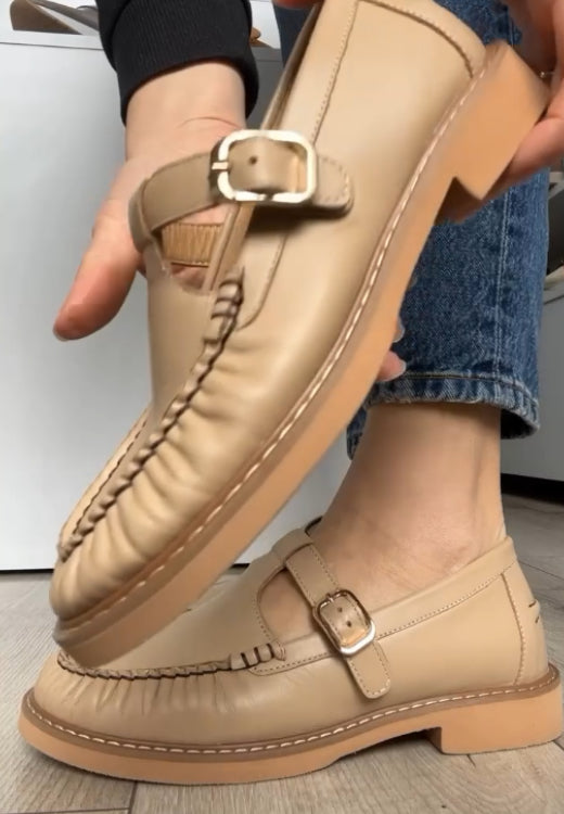 Khaki casual single jump buckle with casual shoes