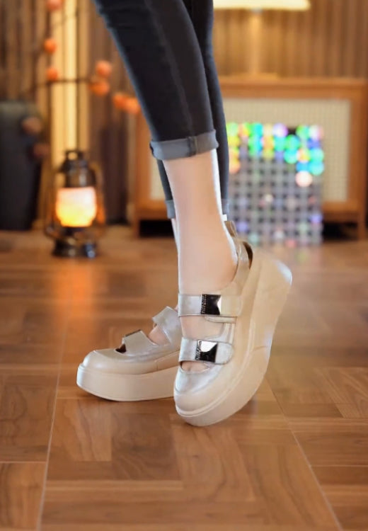 Non-slip sole silver shoe buckle casual sandals