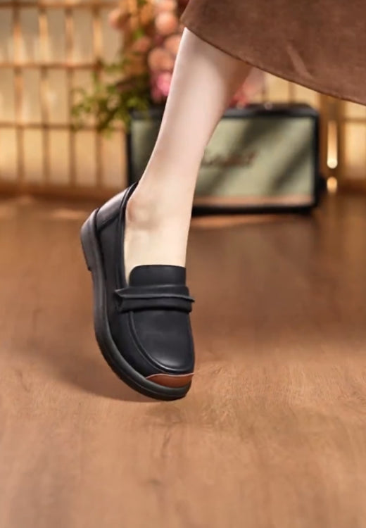 Elegant casual shoes with solid color stitching toe