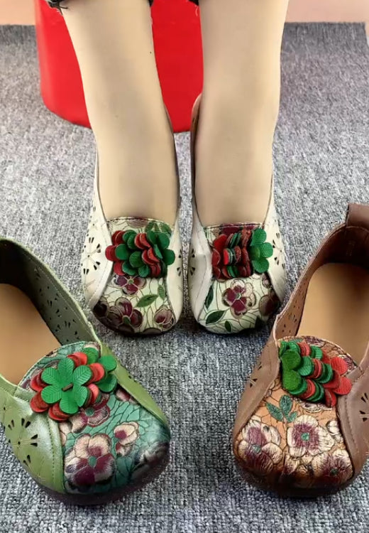 Retro flower printed three-dimensional breathable casual shoes