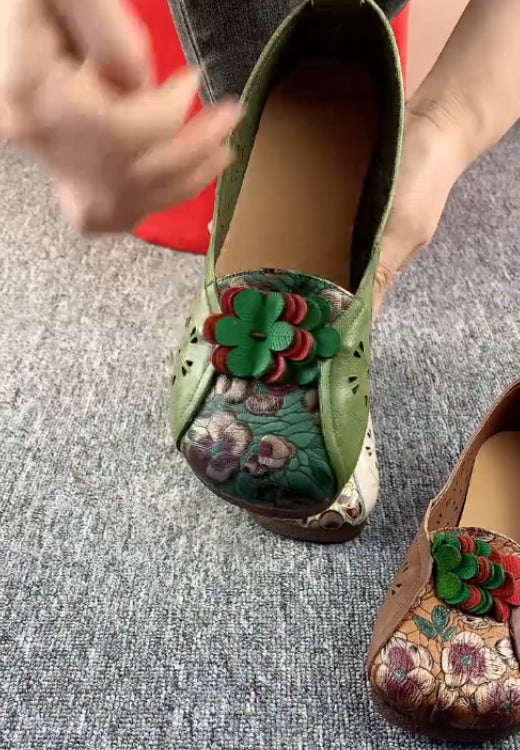 Retro flower printed three-dimensional breathable casual shoes