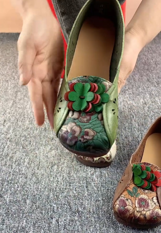 Retro flower printed three-dimensional breathable casual shoes