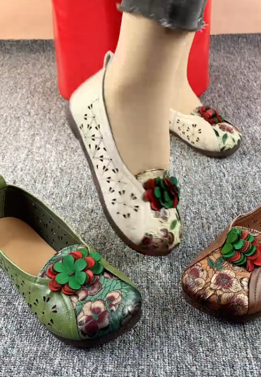 Retro flower printed three-dimensional breathable casual shoes