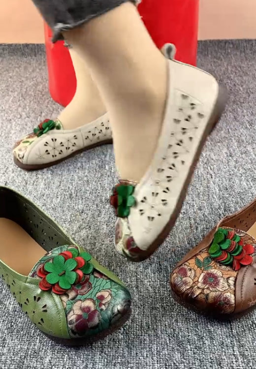 Retro flower printed three-dimensional breathable casual shoes