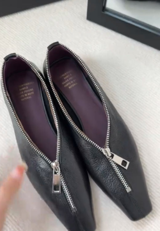 Design zipper retro casual leather shoes