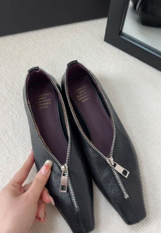 Design zipper retro casual leather shoes