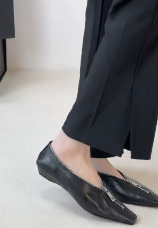 Design zipper retro casual leather shoes