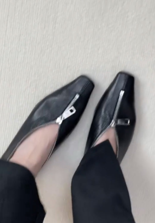 Design zipper retro casual leather shoes