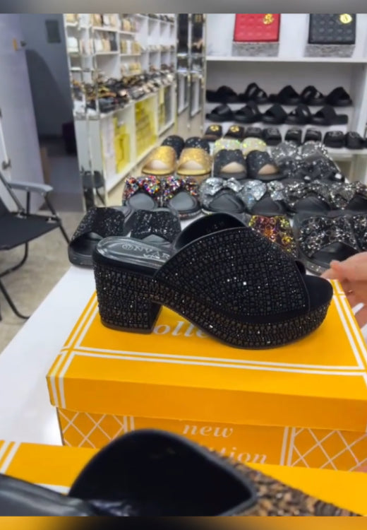 Elegant diamond waterproof platform sandals