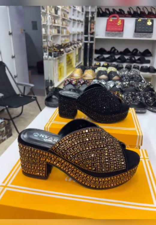 Elegant diamond waterproof platform sandals