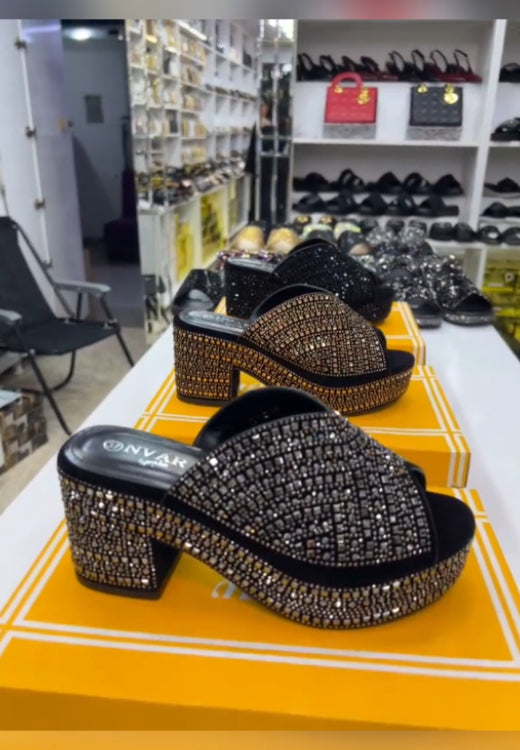 Elegant diamond waterproof platform sandals