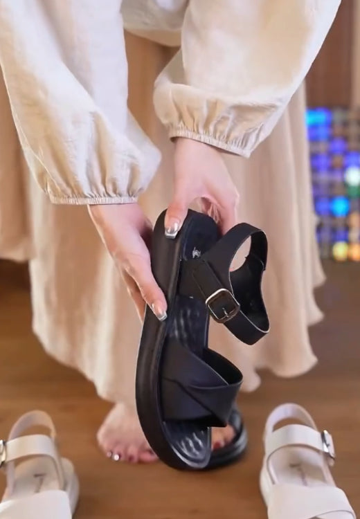 Handmade cowhide soft-soled sandals