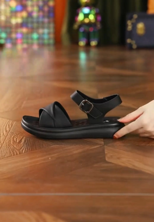 Handmade cowhide soft-soled sandals