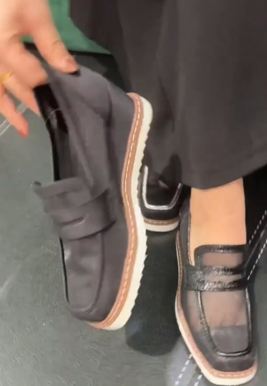 Square toe wedge mesh casual shoes