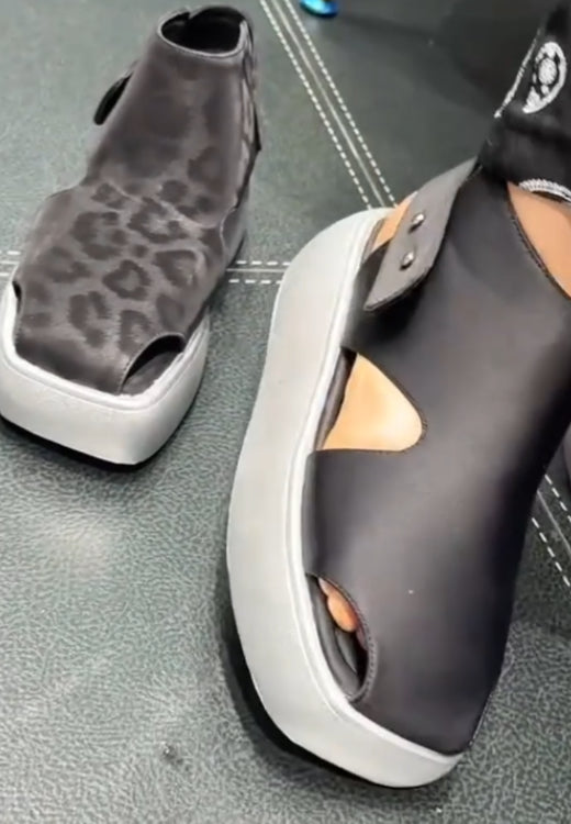 Leopard print breathable hole casual shoes