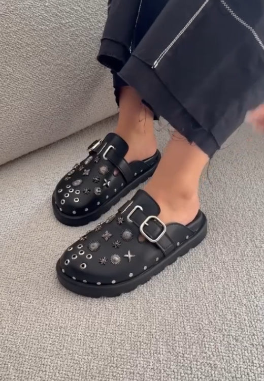 Metal-Trimmed Leather Birkenstocks
