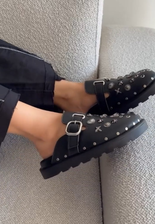 Metal-Trimmed Leather Birkenstocks