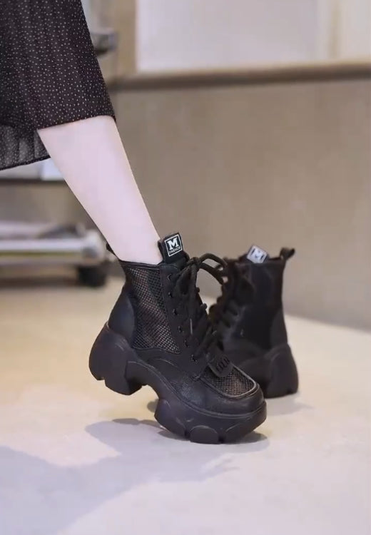 Hollow Martin boots with thick leather soles