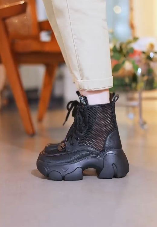Hollow Martin boots with thick leather soles