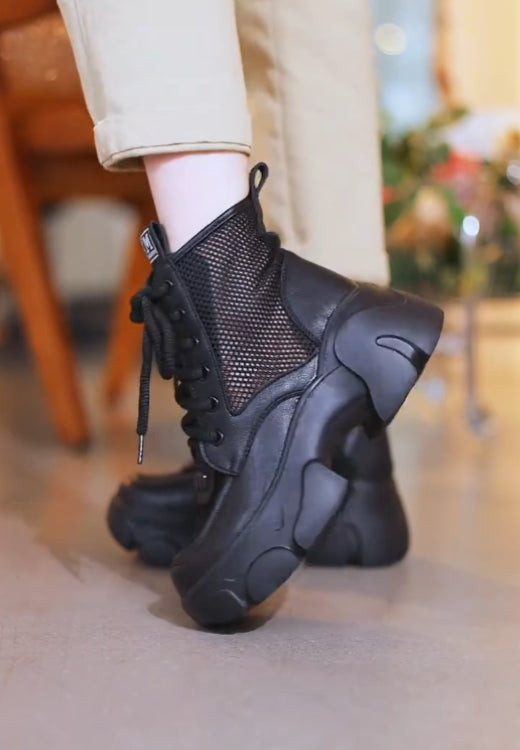 Hollow Martin boots with thick leather soles