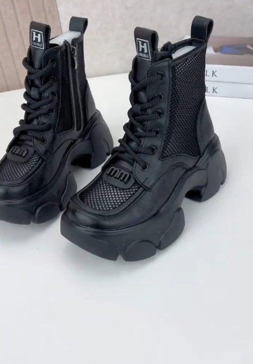 Hollow Martin boots with thick leather soles