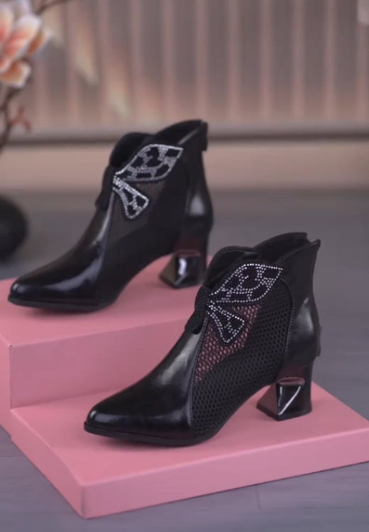 Pointed rhinestone hollow fashion sandals women's boots
