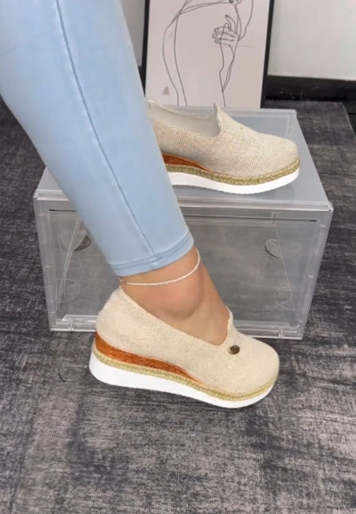 Woven breathable leisure wedge shoes