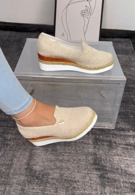 Woven breathable leisure wedge shoes
