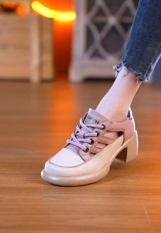 Elegant soft leather narrow hollow leisure high-heeled sandals